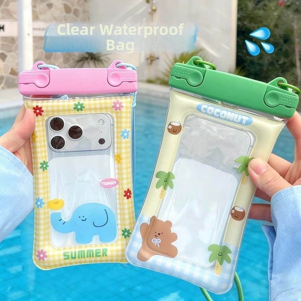 Dry Bag Waterproof - 調節可能なストラップ付き防水電話ポーチ軽量漫画動物プリントクロスボディドライバッグABSソリッドカラー