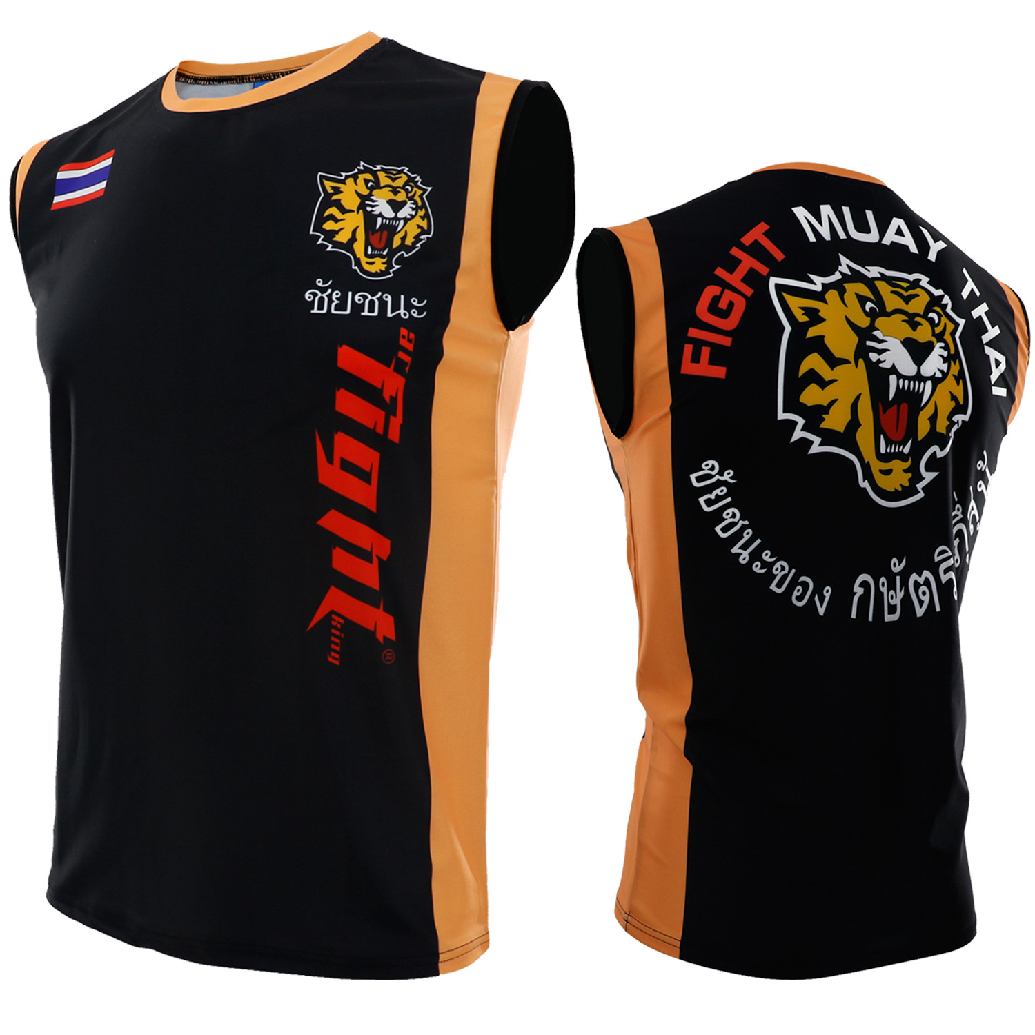 Rash Guard - タイガムエタイ男性用シャツ、キックボクシングファイト、格闘技、MMAボクシングベスト、ノースリーブタンクトップ、速乾性、スポーツラッシュガード