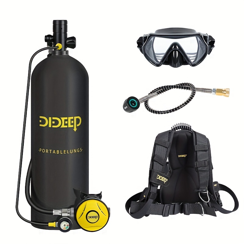 Snorkeling Gear - DIDEEP 4Lミニスキューバダイビングタンクセット、最大40～60分の水中ダイビングシリンダー、高容量ポータブル肺呼吸装置（HDマスク付き）