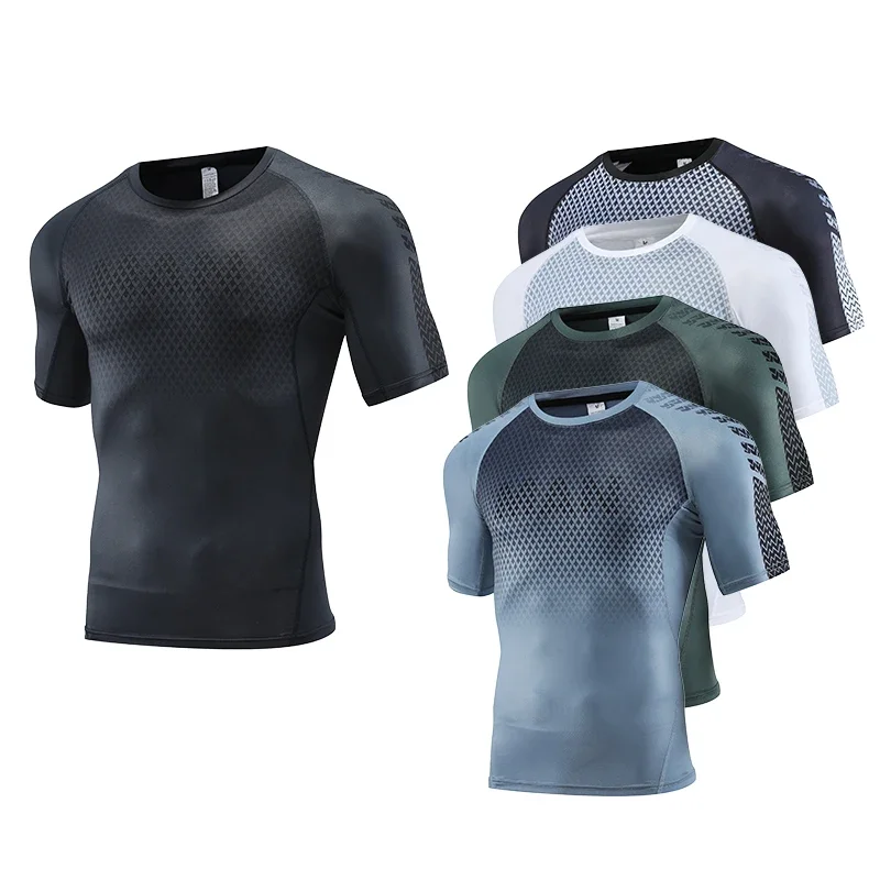 Rash Guard - メンズスポーツTシャツ,トップ,コンプレッションガーメント,ランニング,タイト,ジョギング