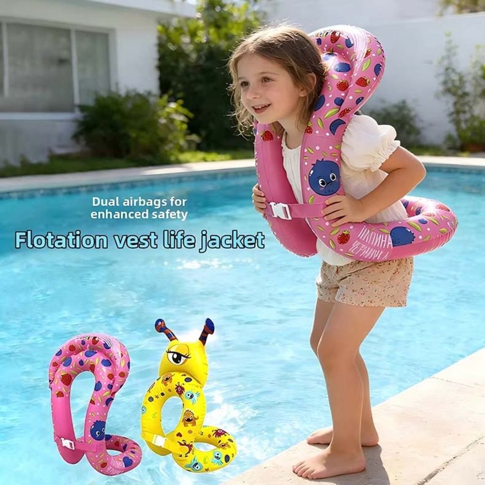 Life Jacket - インフレータブルデザイン子供用ライフジャケット調節可能な PVC ポータブル子供用ライフベスト漫画スタイルフロートインフレータブルスイムベストビーチ