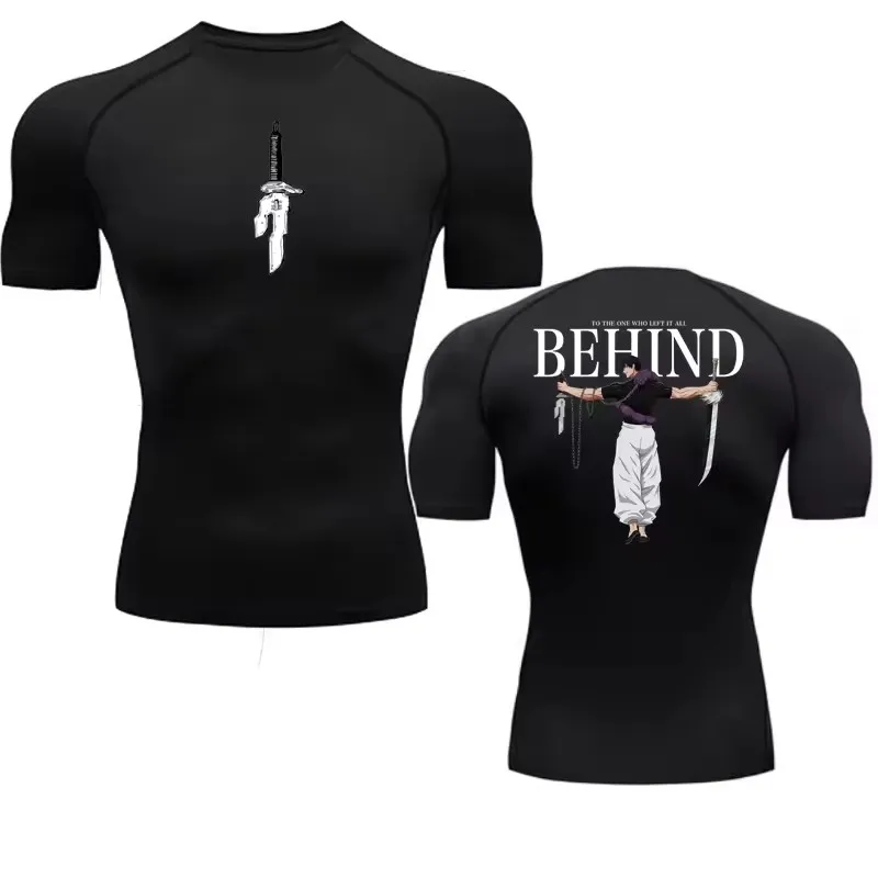 Rash Guard - アニメ柄のコンプレッションシャツ、男性用、通気性、サッカー、フィットネス、タイトフィット、スポーツウェア、速乾性、ラッシュガード、ジム、サイクリング用トップス。