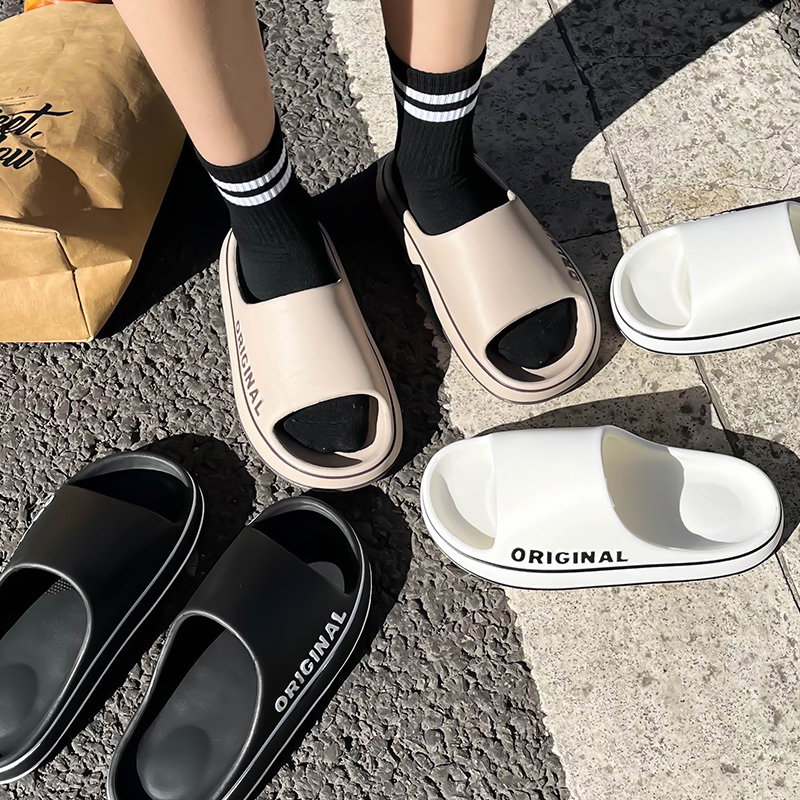 Water Shoes - メンズ厚底室内浴室滑り止めシューズ夏カップルサンダルフェシロエット女性レタースリッパビーチスライドソリッドカラー