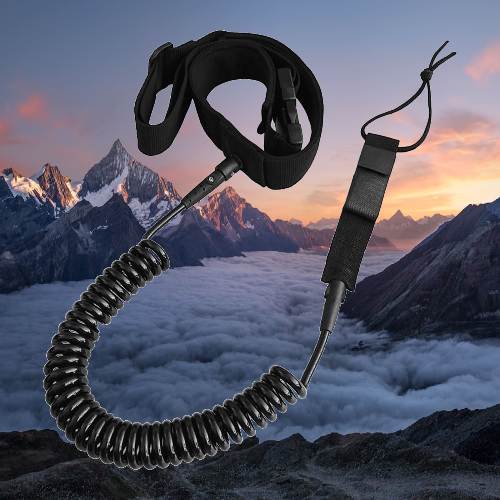Surfboard Leash - コイル状SUPリーシュ、耐久性のあるTPUとステンレススチール製、初心者向けサーフボードウエストロープ、スタンドアップパドル用
