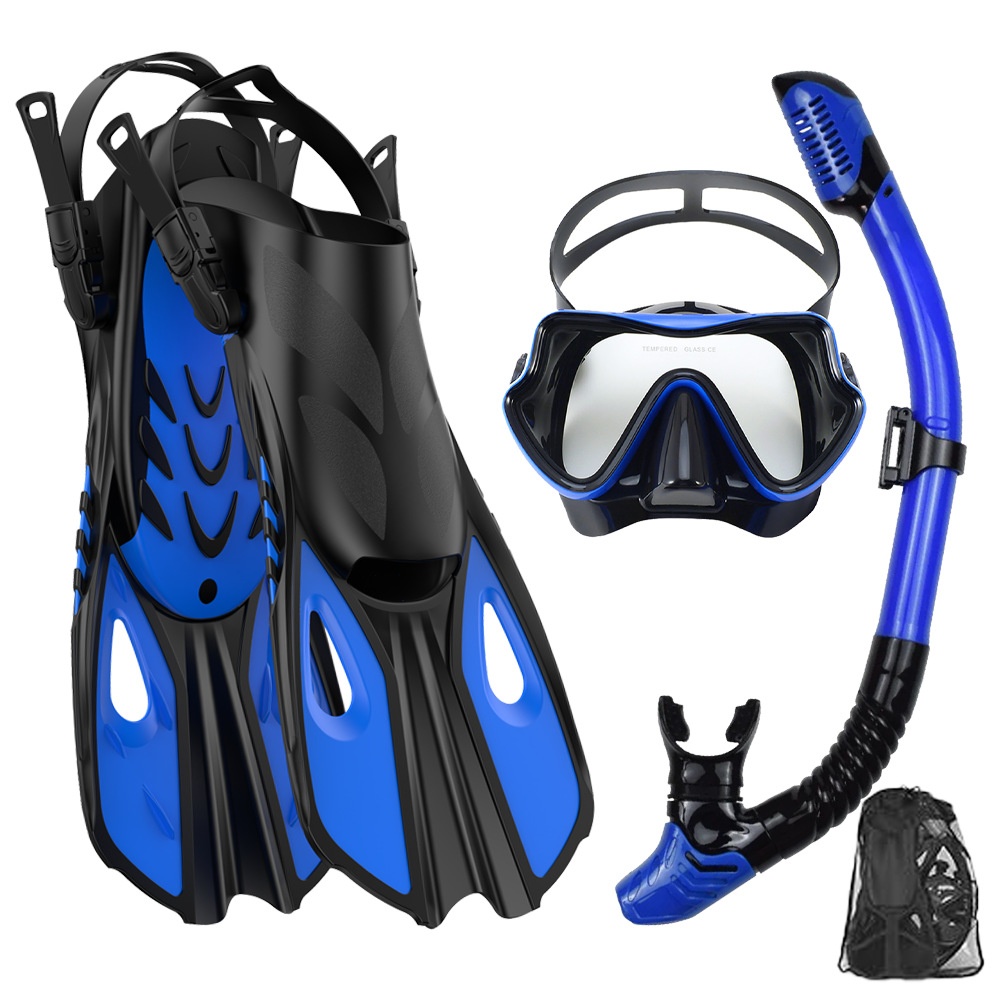 Diving Mask - シュノーケリングセット ダイビングマスク＆シュノーケル 大人用フィン 調節可能なオープンヒールデザイン プロ仕様のフリースタイル水泳用