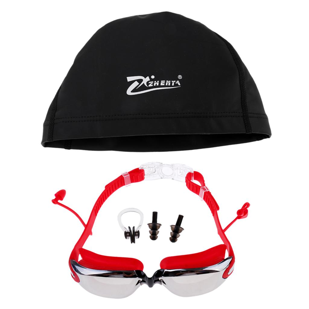 水泳用ゴーグル＋収納ケース＋水泳用帽子＋クリップ＋耳栓2個 - Goggles Swim のレビューと価格