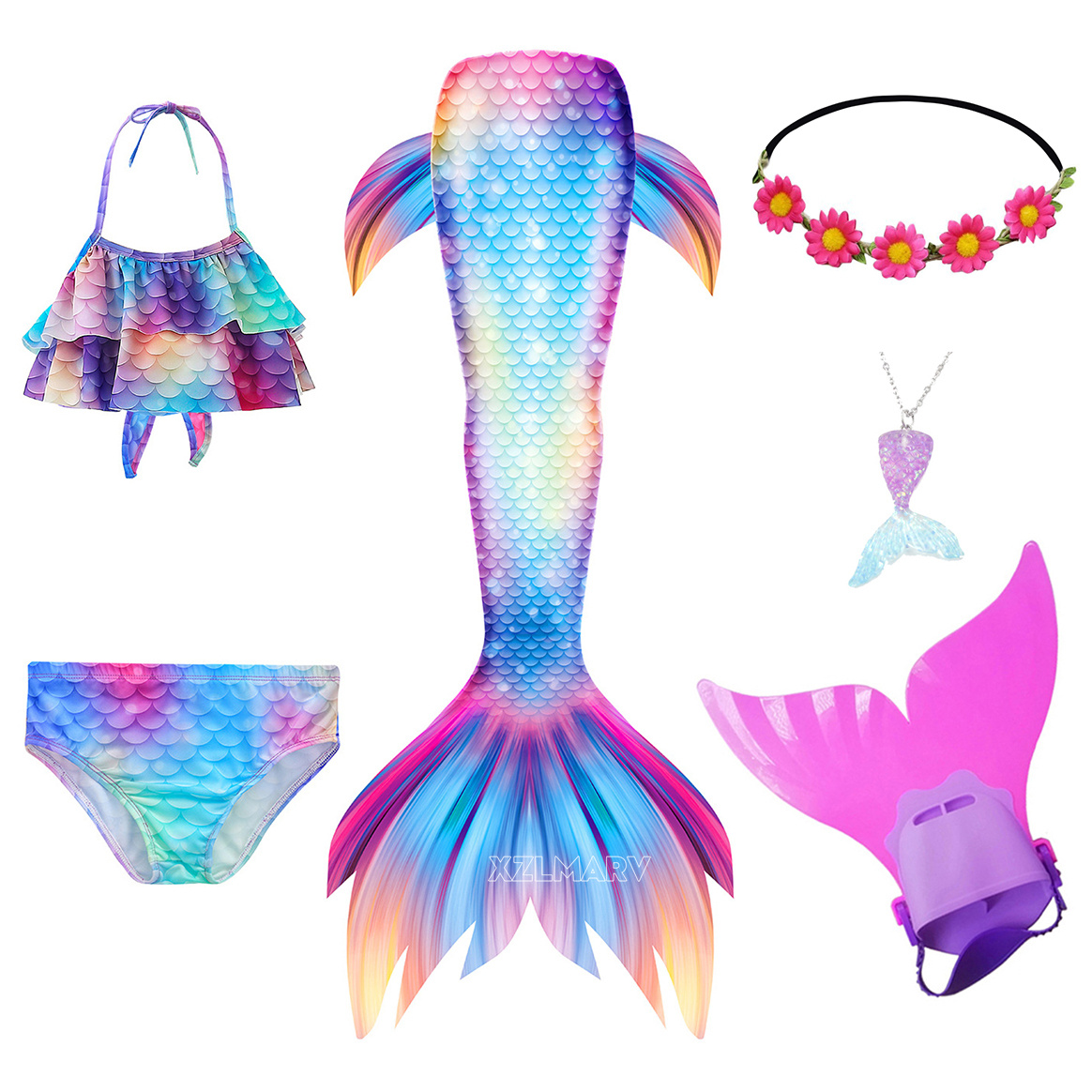 女の子用水着 マーメイドテール アリエル風 マーメイドコスチ - Flippers Swimming のレビューと価格